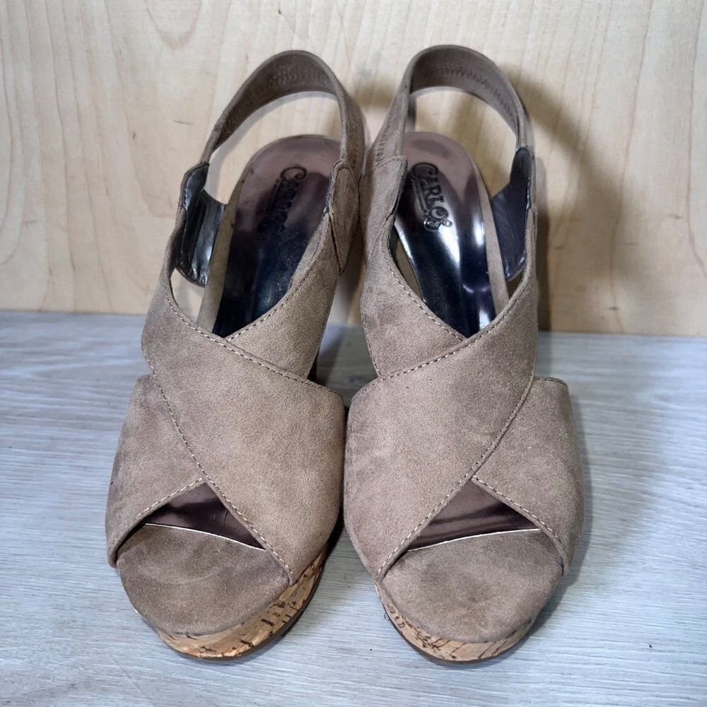 Carlos by Carlos Santana Moneta Cork Wedge Beige Suede Women's 7 - Picture 3 of 11